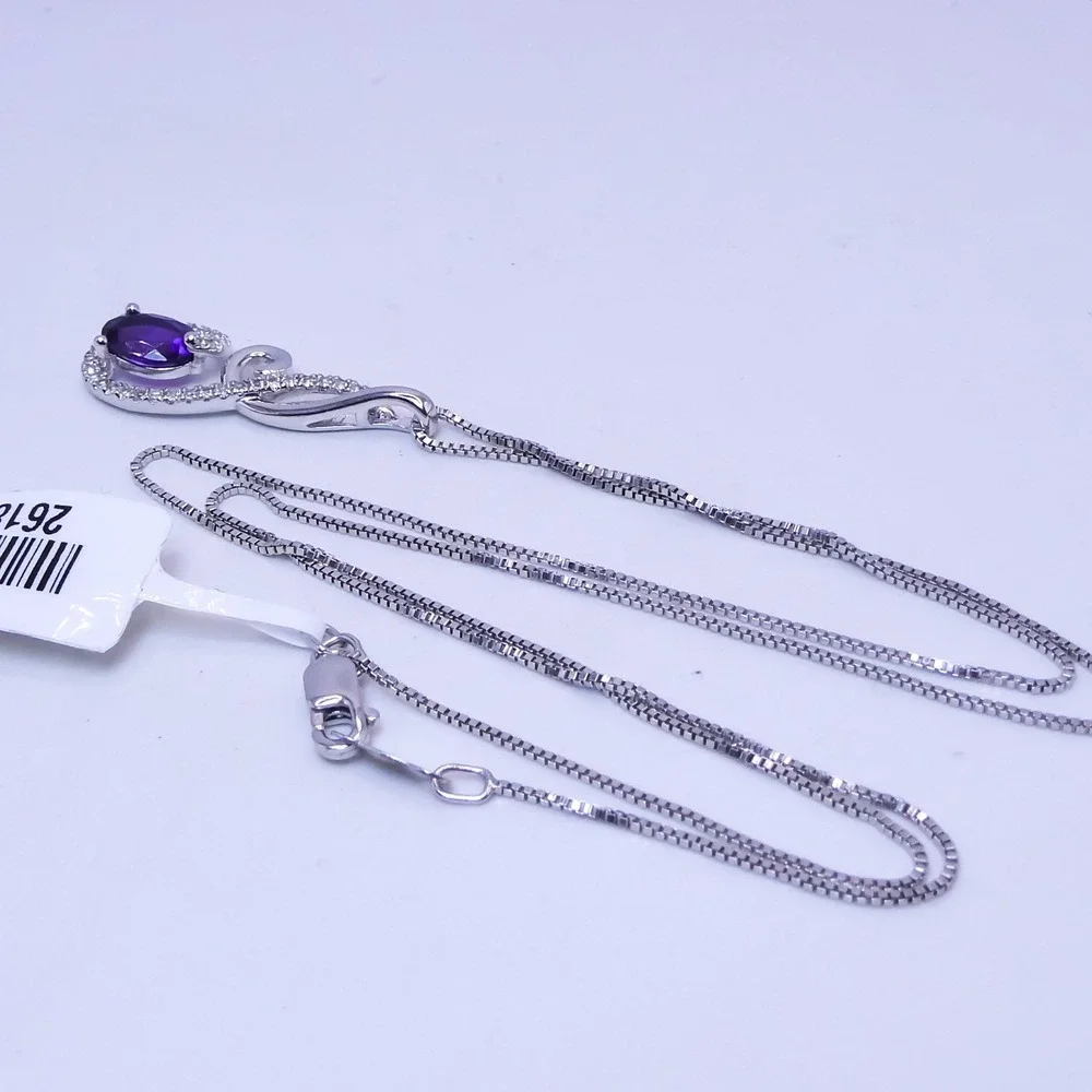 Chuck Clemency Sterling Silver 925 Purple Amethyst & White Topaz 18